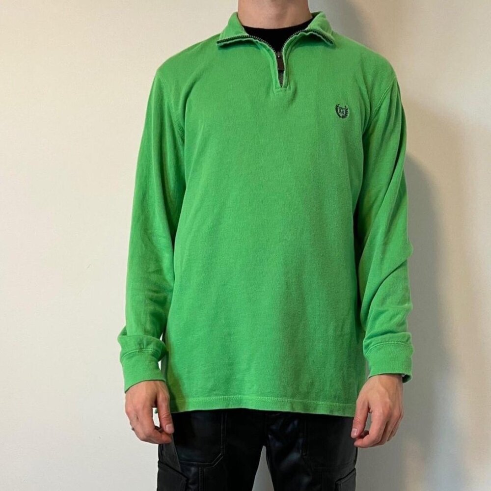 Chaps Vintage Green Quarter Zip Sweatshirt